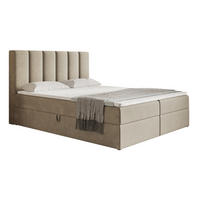 BOXSPRINGBETT 140x200 Foro, Samt, Matratze und Bettkasten, Beige - Beige, Holz/Textil (140/200cm) - Emporius
