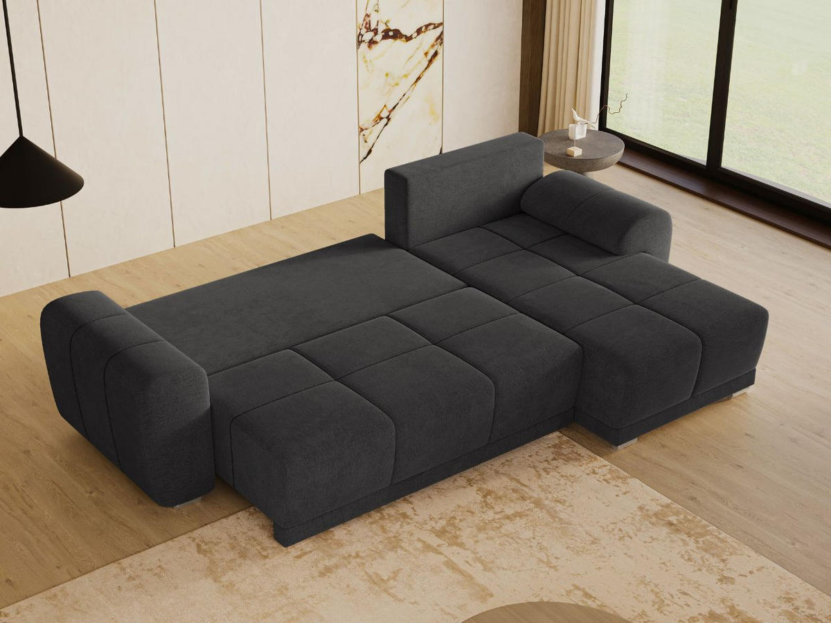 ECKSOFA Monti Anthrazit Rechts - Dunkelgrau/Silberfarben, Holz/Textil (290/188cm) - Graingold