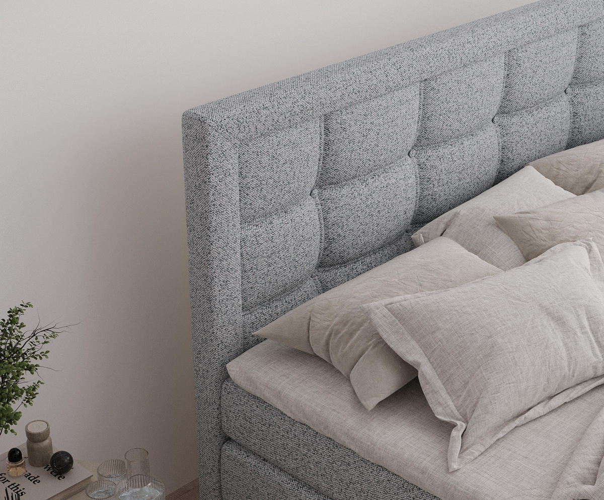 BOXSPRINGBETT Ambrosia Grau 140/200 cm - Schwarz/Grau, Holz/Holzwerkstoff (140/200cm) - Maison de Reve