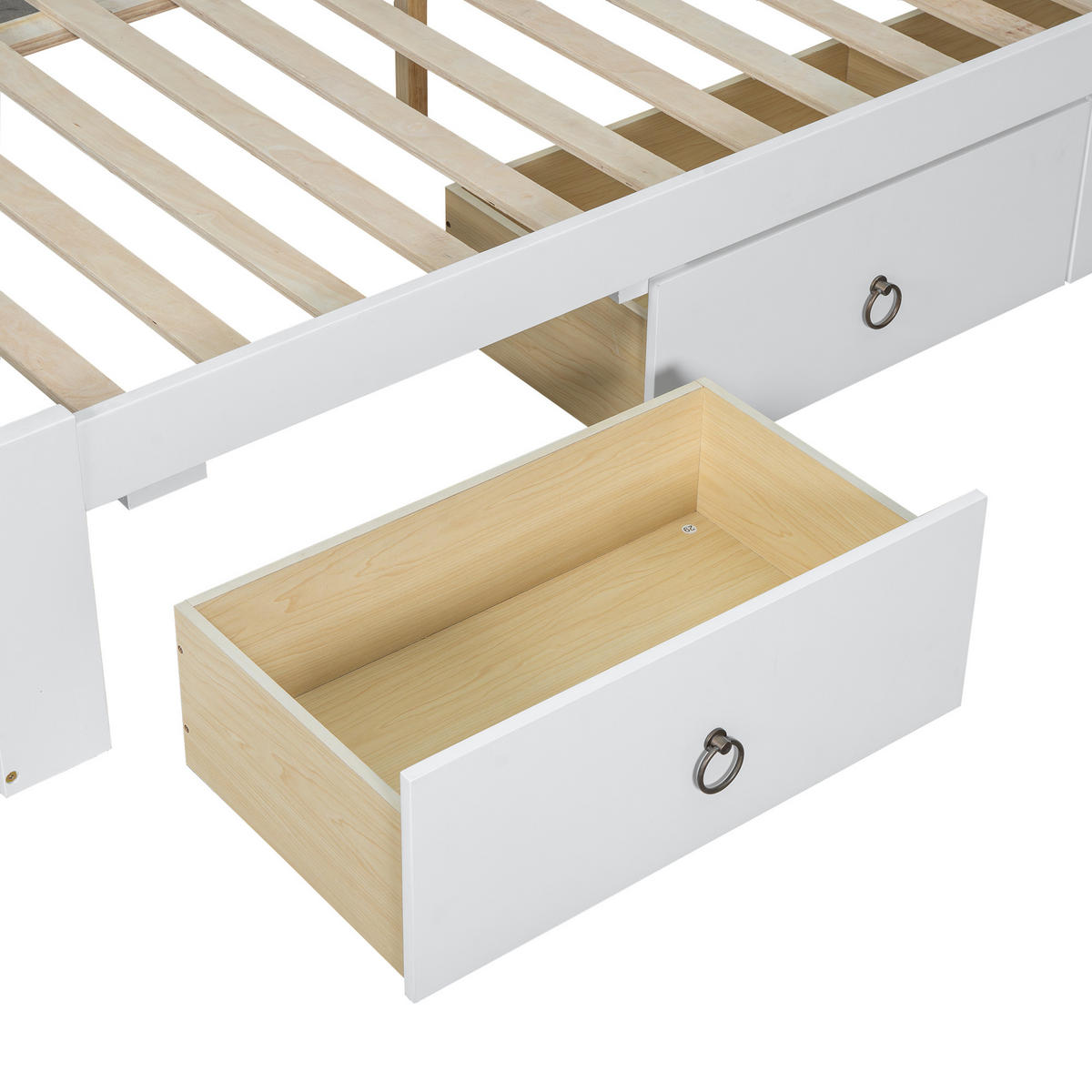 DOPPELBETT 160x200 mit Schubladen in Weiß - Weiß, Holz (160/200cm) - KOMHTOM