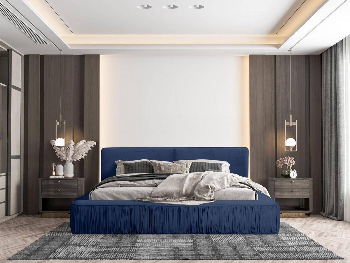 POLSTERBETT aus Polyester Fonni 180x200 cm, Dunkelblau - Dunkelblau, Textil (180/200cm) - Fedve