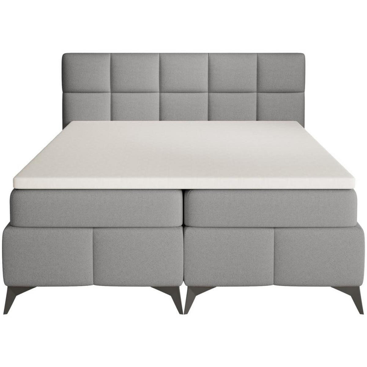 BOXBETT Solido mit Bettkasten 160x200 cm grau - Schwarz/Grau, Textil/Metall (160/200cm) - Beautysofa
