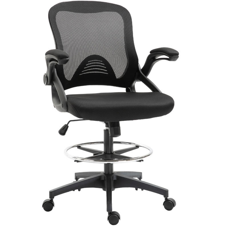 BÜROSESSEL höhenverstellbar mit Fußstütze Schwarz - Schwarz, Kunststoff (60/126/64cm) - Meubliv