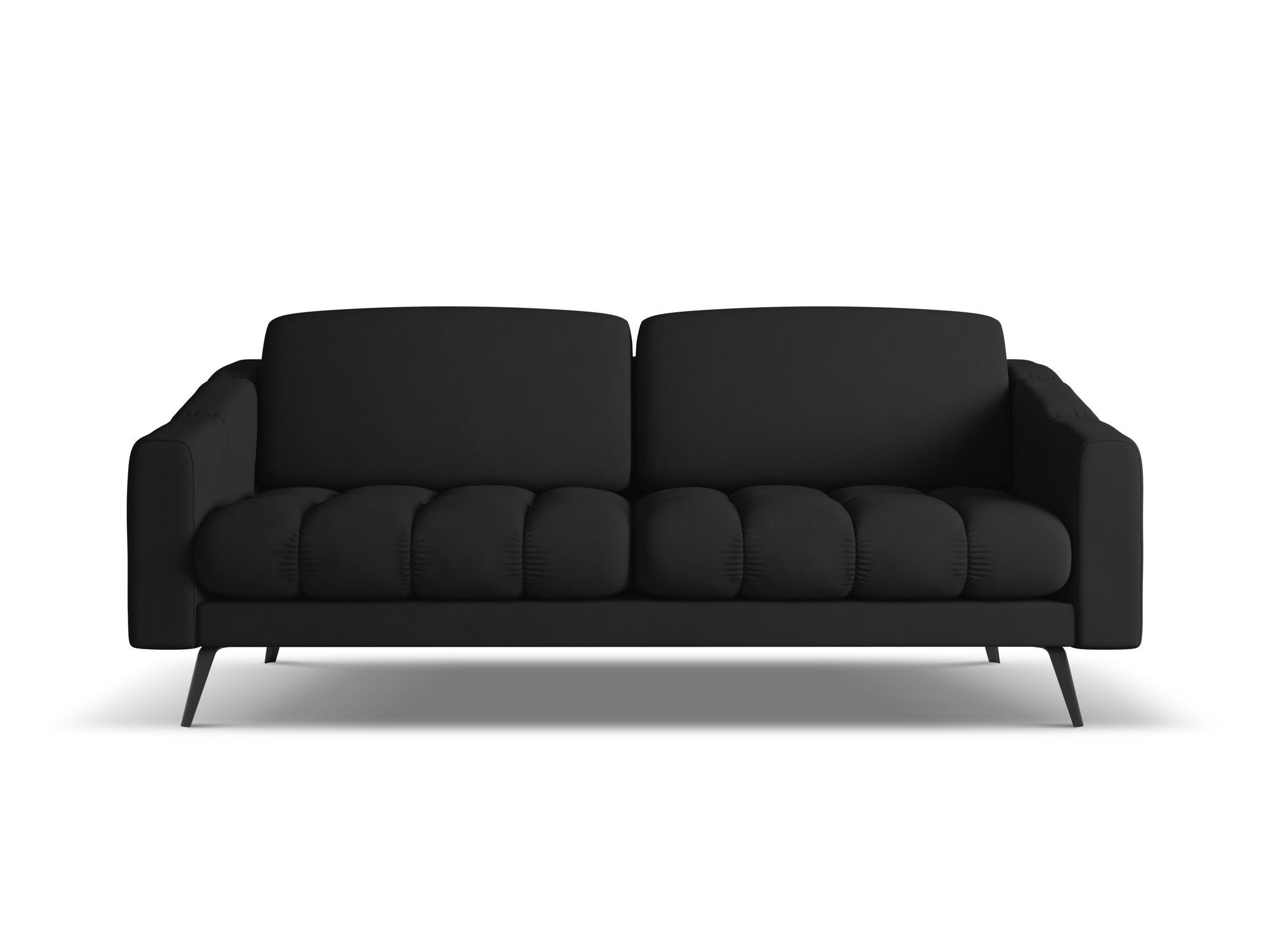 3-SITZER SOFA Chenille Stoff Schwarz - Schwarz, Textil/Metall (202/80/95cm) - Makamii