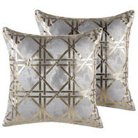 DEKOKISSEN 2er-Set Grau 45/45 cm Cassia - Grau, Textil (45/45cm) - Beliani