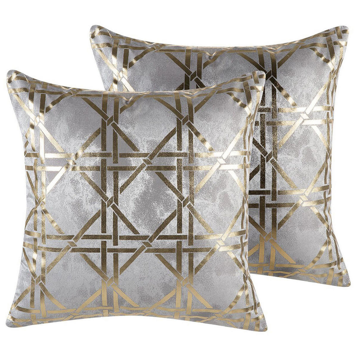 DEKOKISSEN 2er-Set Grau 45/45 cm Cassia - Grau, Textil (45/45cm) - Beliani