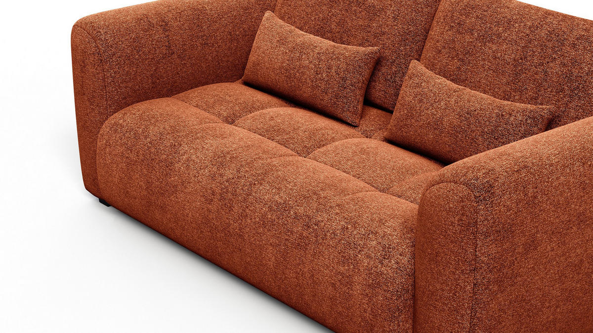 SOFA SORENO 3-Sitzer, orange - Schwarz/Orange, Holz/Textil (214/94/114cm) - Courtois Laville