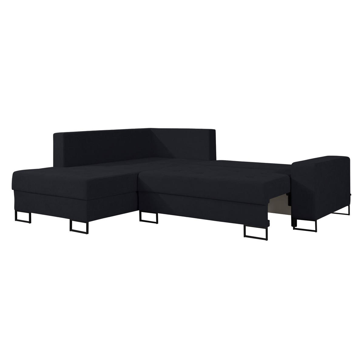 ECKSOFA Larelle Graphit Chenille 245 cm - Schwarz, Textil/Metall (245/200cm) - Selsey