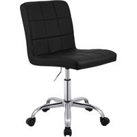 DREHSTUHL Lederlook Schwarz - Chromfarben/Schwarz, Textil/Metall (47/93/56cm) - CLP