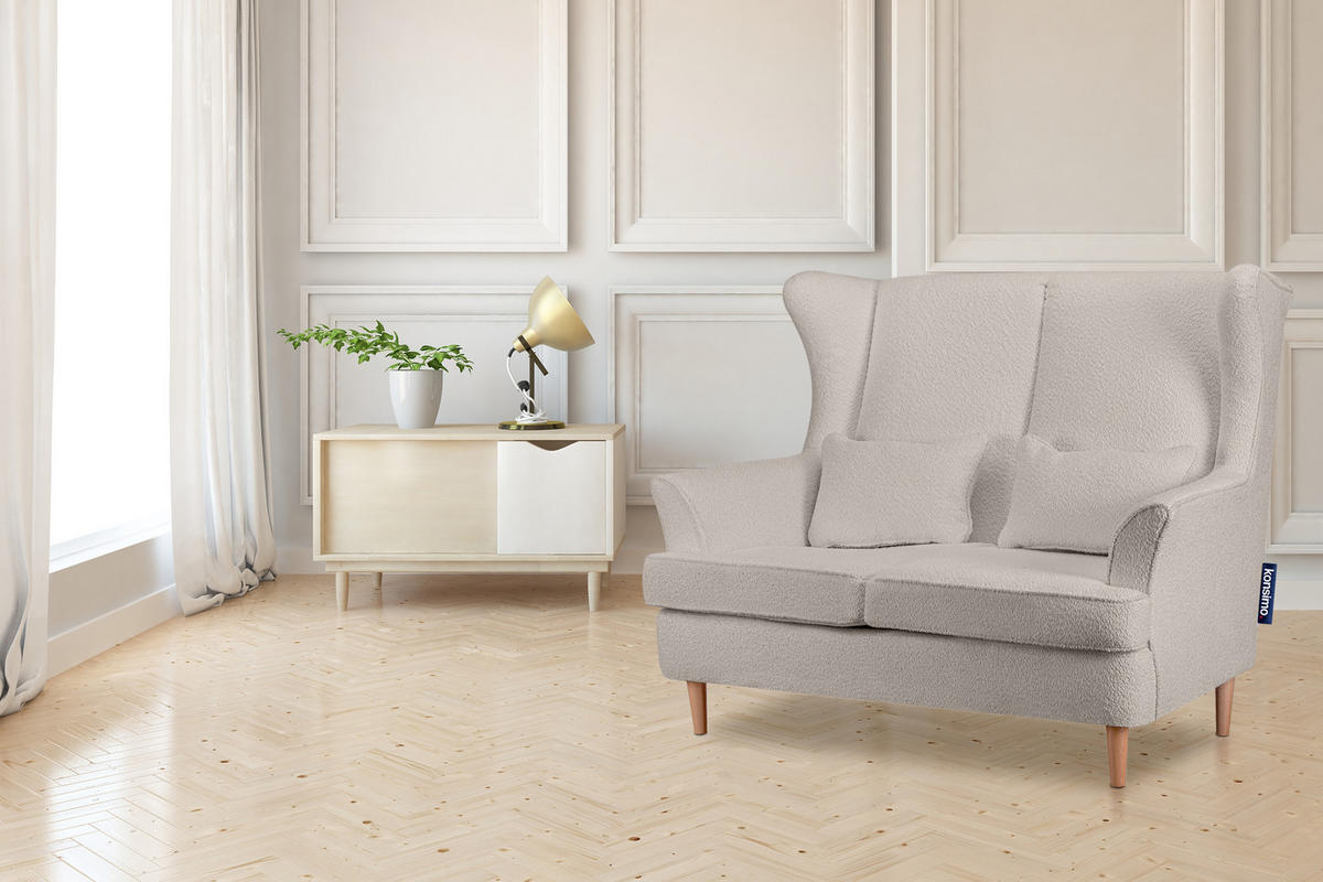 DOPPELSESSEL STRALIS Klassische Stil, hellbeige - Beige, Textil (136/106/96cm) - KONSIMO®