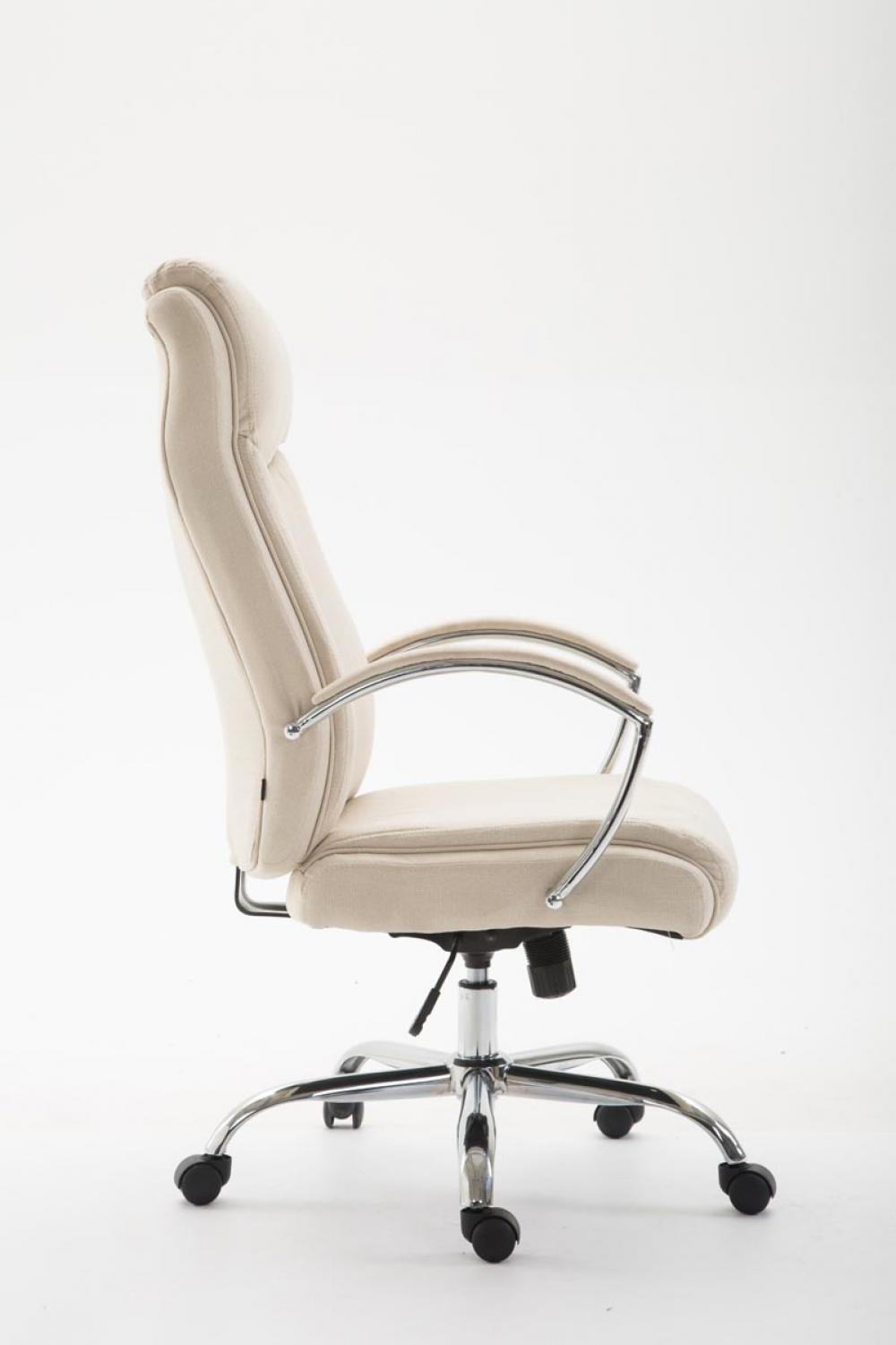 CHEFSESSEL Stoff creme - Chromfarben/Creme, Textil/Metall (65/115/73cm) - CLP