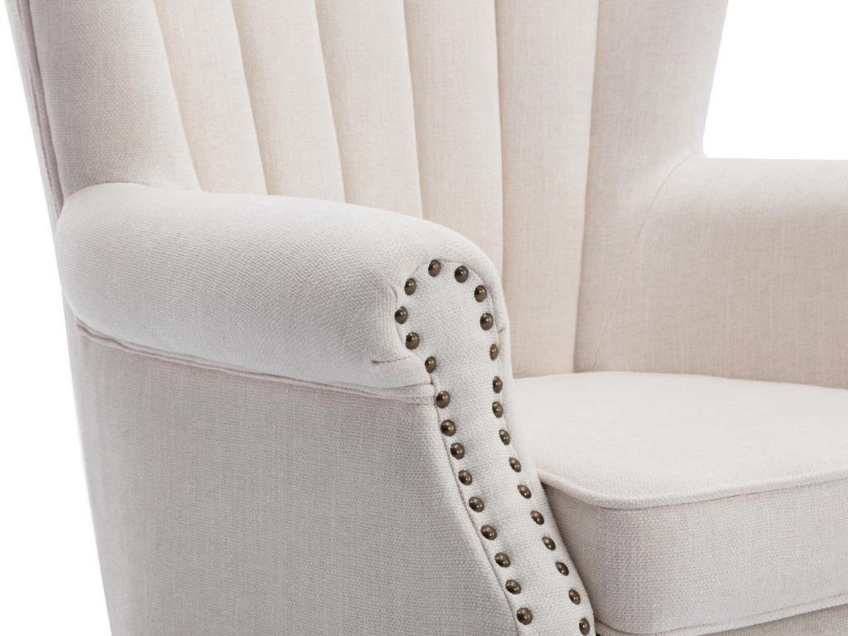 SESSEL - Stoff mit Nieten - Cremefarben - BATOUMI - Creme, Textil (72/90/78cm) - Vente-Unique