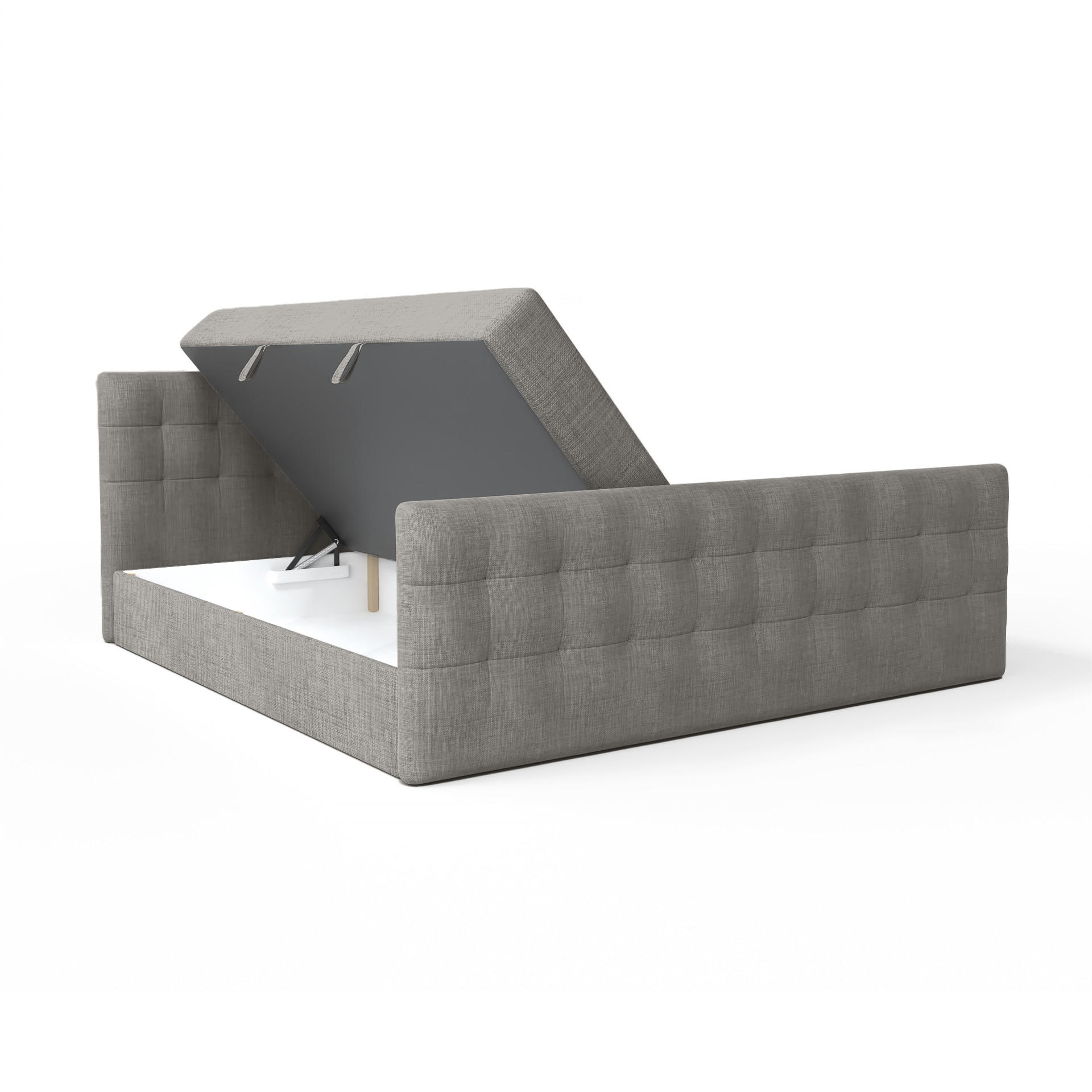 BOXBETT mit Bettkasten Loures Lux 200x200 cm, Grau - Grau, Textil (200/200cm) - Meblito