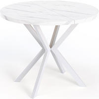 ESSTISCH Della runder ausziehbarer, Marmor Weiß 100-180/100/76 cm - Ecru/Weiß, Holzwerkstoff/Metall (100/180/76cm) - WFL GROUP