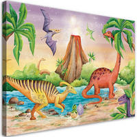 LEINWANDBILD Dinosaurier am See - Orange, Textil (60/40cm) - Feeby