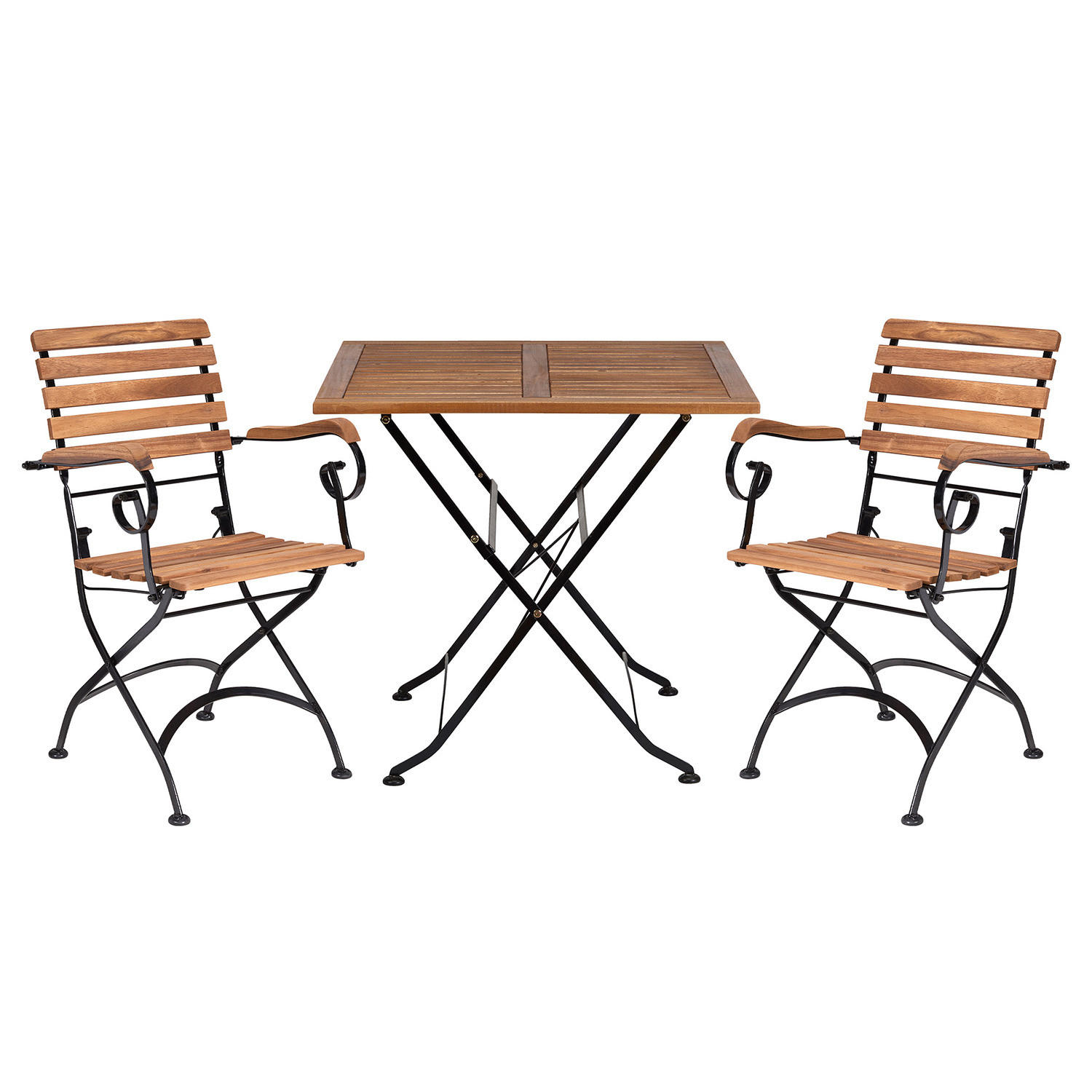 GARTENMÖBEL-SET (3-teilig) Parklife - Schwarz, Holz/Metall - BUTLERS