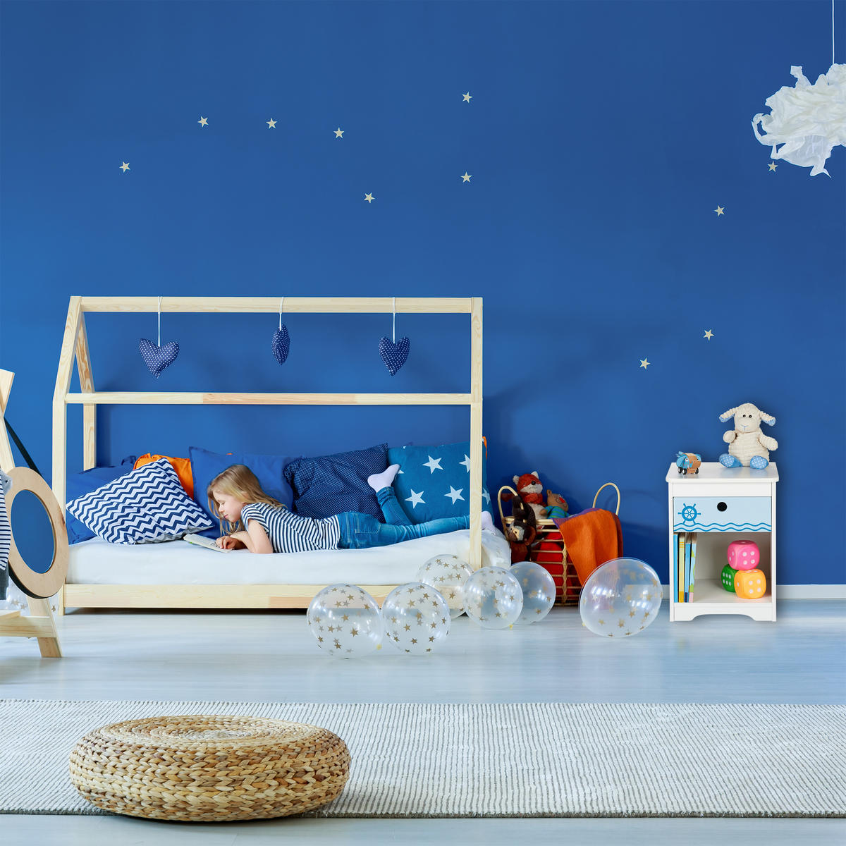 KINDER-NACHTTISCH - Multicolor, Holzwerkstoff (32/41/31cm) - Relaxdays