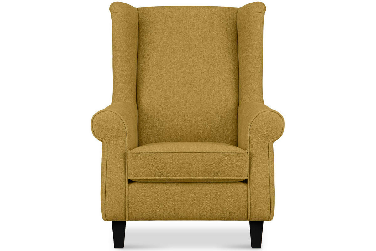 OHRENSESSEL MILES Masivholzbeine schwarz, honigfarben - Honig, Holzwerkstoff/Buchenholz (82/105/97cm) - KONSIMO®
