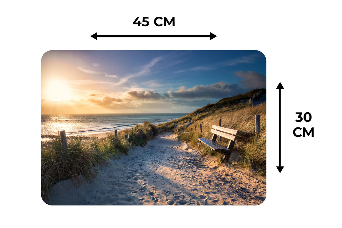 PLATZSETS 6er-Set Sonnenuntergang - Strand - Düne - Gras - Bank 45x30 cm - Goldfarben, Kunststoff (0.3/45/30cm) - MuchoWow