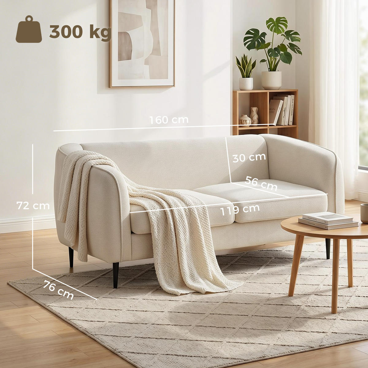 SOFA, 2-Sitzer, Samt, 160cm, Federkernkissen, beige - Multicolor, Holzwerkstoff (160/72/76cm) - FORIOUS