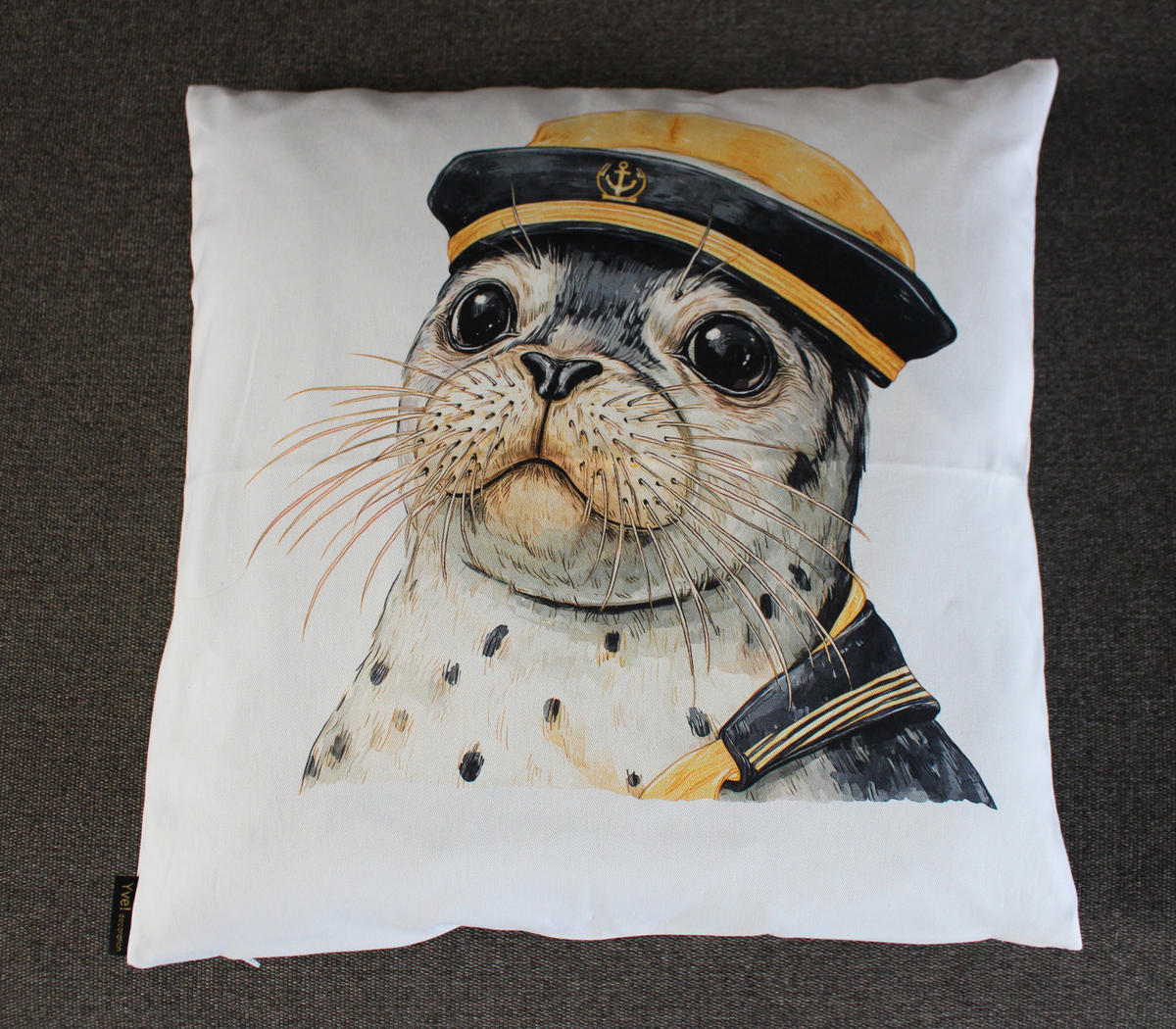 KISSENHÜLLE SEEHUND - Weiß, Textil (50/50cm) - Yve! decoration