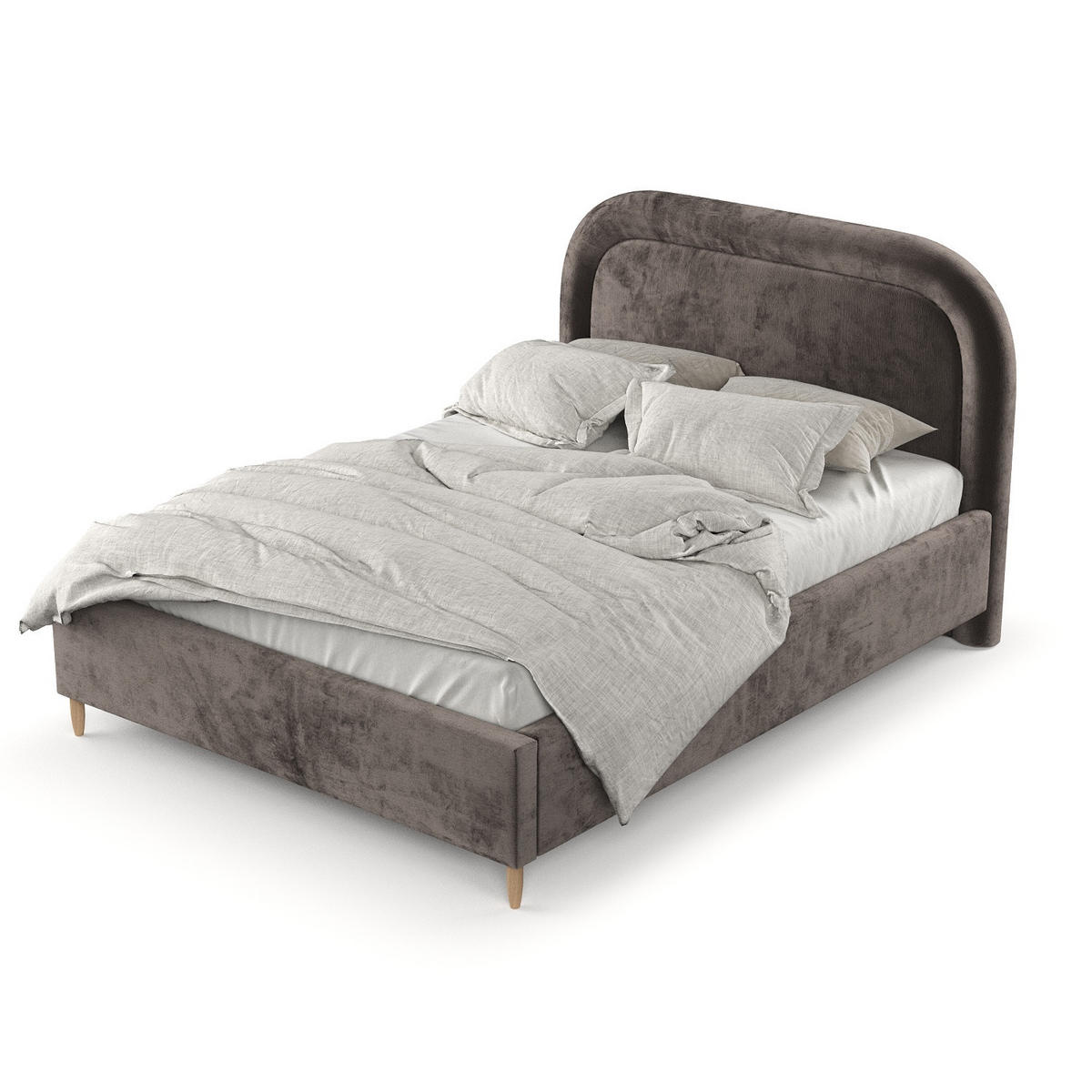 POLSTERBETT Zoya 180/200 cm Braun im Lotta Stoff - Naturfarben/Braun, Holz/Holzwerkstoff (180/200cm) - AltaBeds