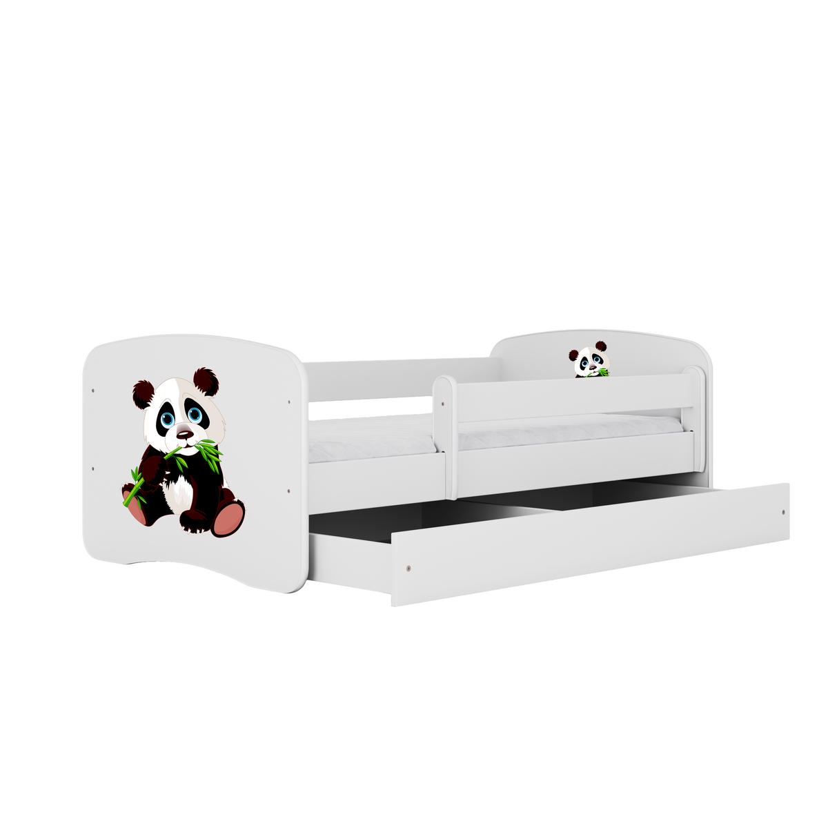 KINDERBETT Panda 2 mit Schublade und Matratze 140/70 - Weiß, Holzwerkstoff (70/140cm) - RAUMHIRSCH FURNITURE