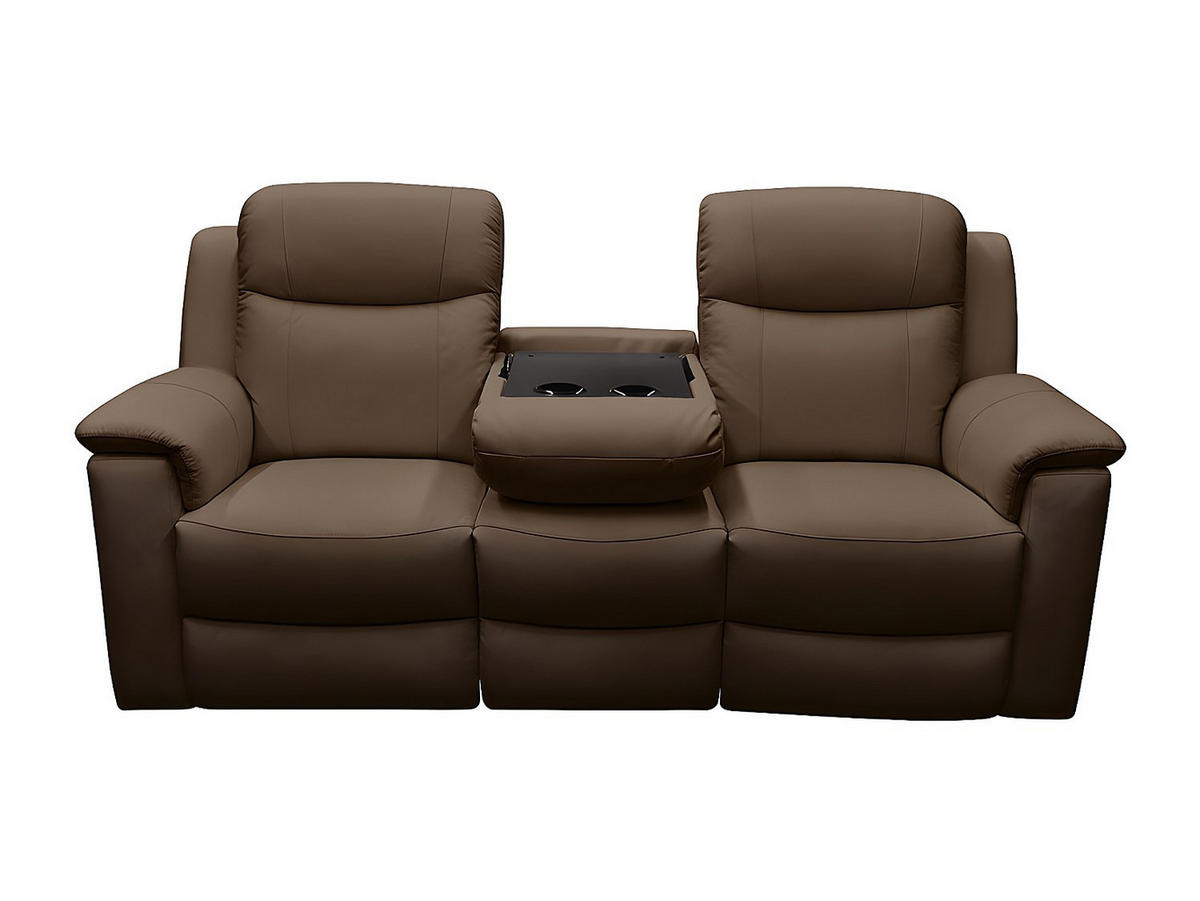 RELAXSOFA Leder 3-Sitzer - Braun - EVASION - Braun, Leder (205/100/96cm) - Vente-Unique