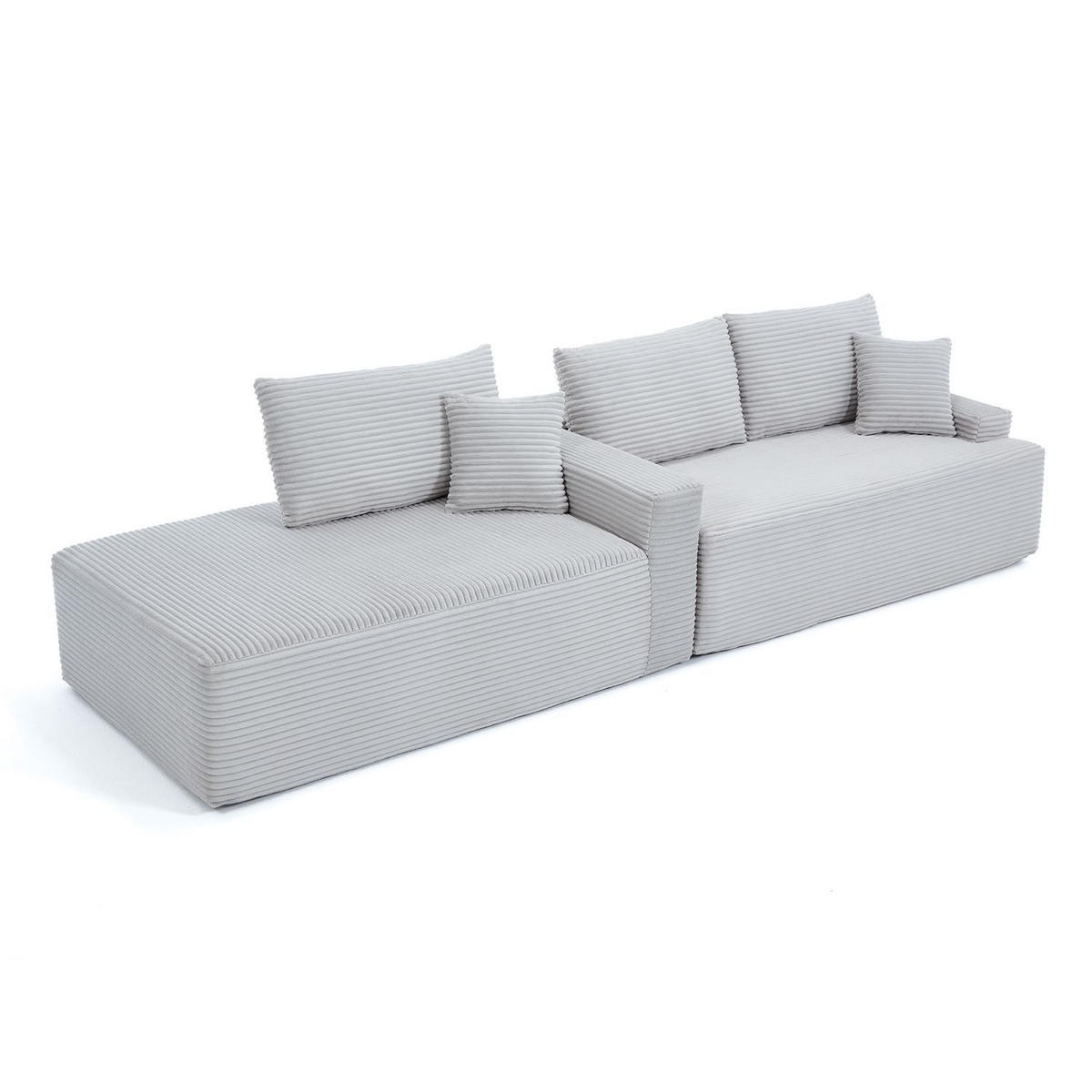 SOFA Coredo hellgrau Cord - Hellgrau, Textil (155/250cm) - Juskys