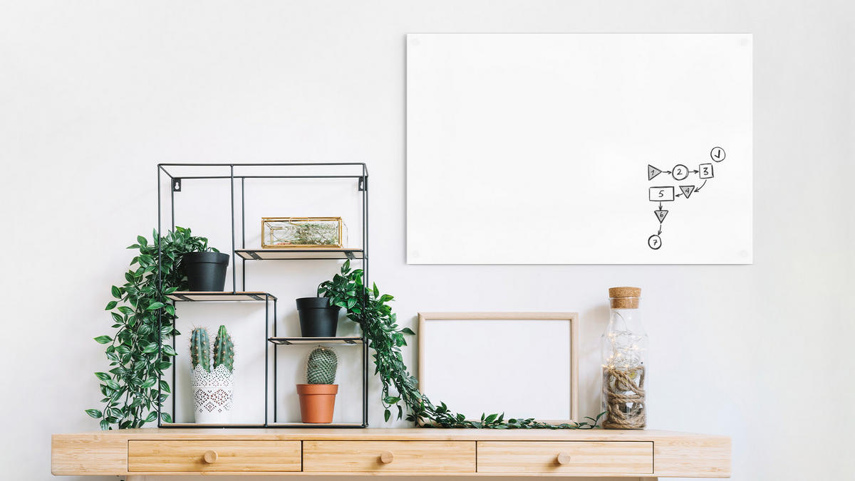 MAGNETPLATTE rahmenloses SLIMboard - Magnetisches trocken abwischbares Whiteboard 60x40 cm - Weiß, Metall (60/5/0.3cm) - ALLboards