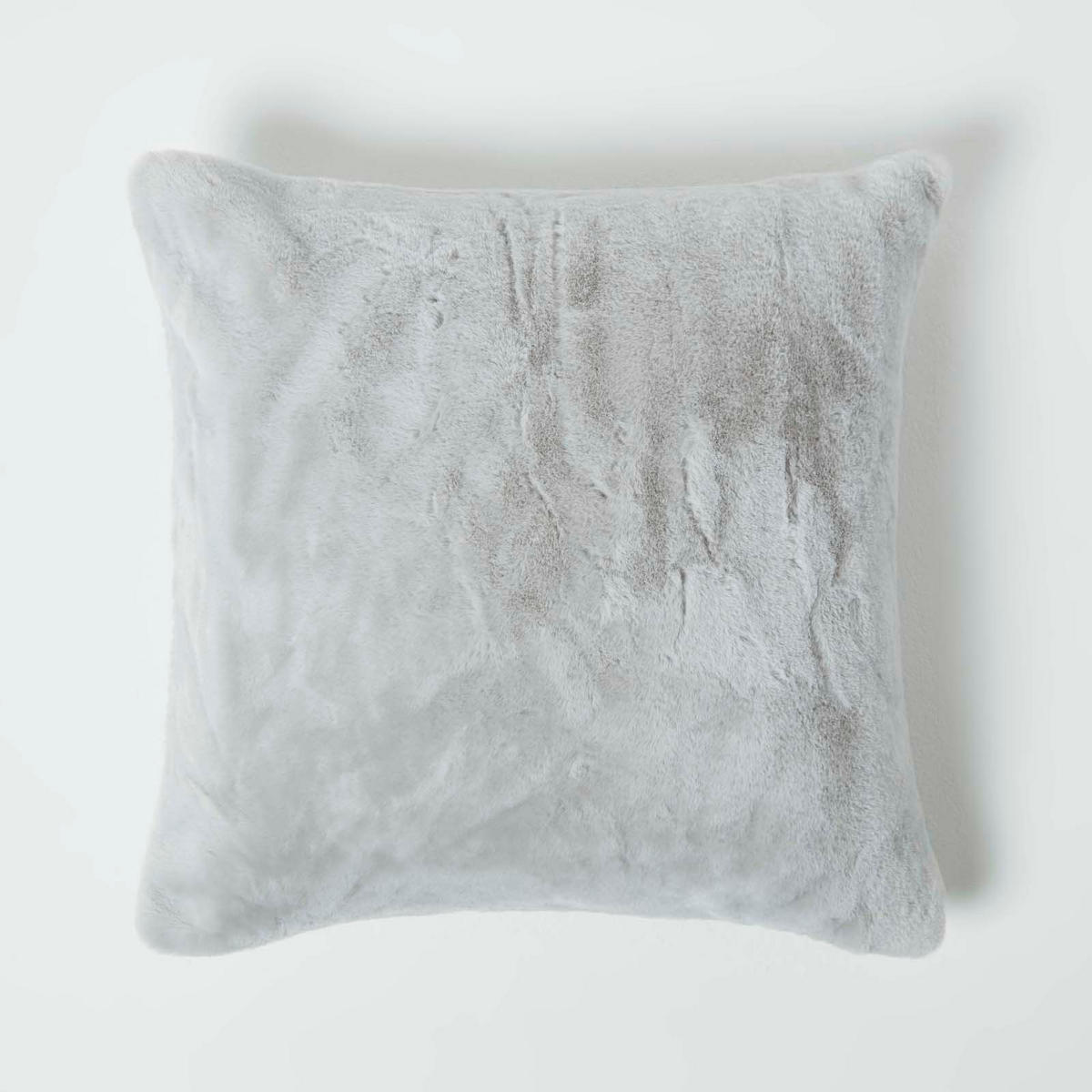 KISSENHÜLLE Kunstfell grau-rosé 46/46 cm - Hellgrau, Textil (46/46cm) - Homescapes