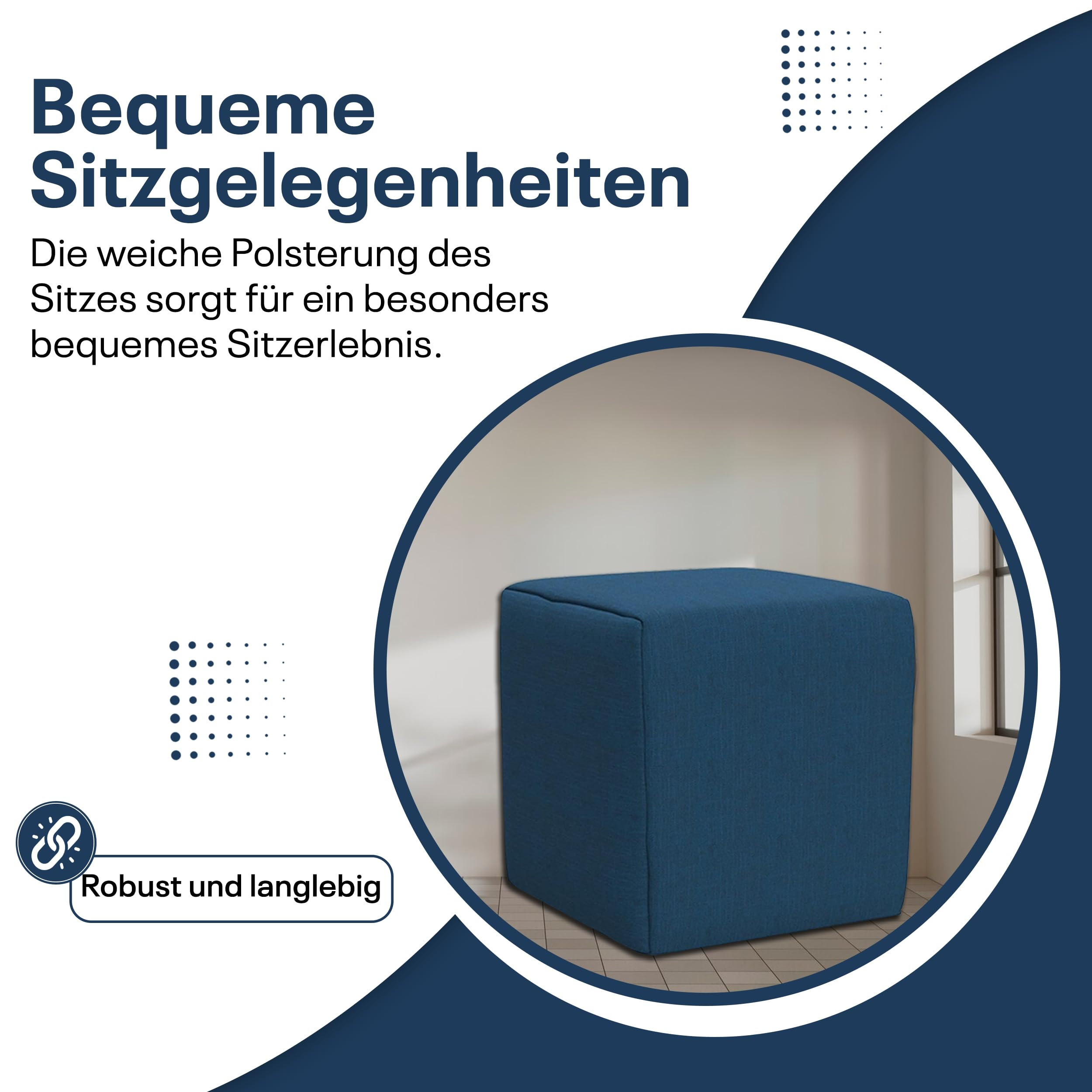 SITZWÜRFEL 40 x 40 x 40 cm Türkis mit Polsterung und Holzwerkstoffrahmen für Wohnzimmer - Türkis/Hellblau, Textil (40/40/40cm) - Best For Home