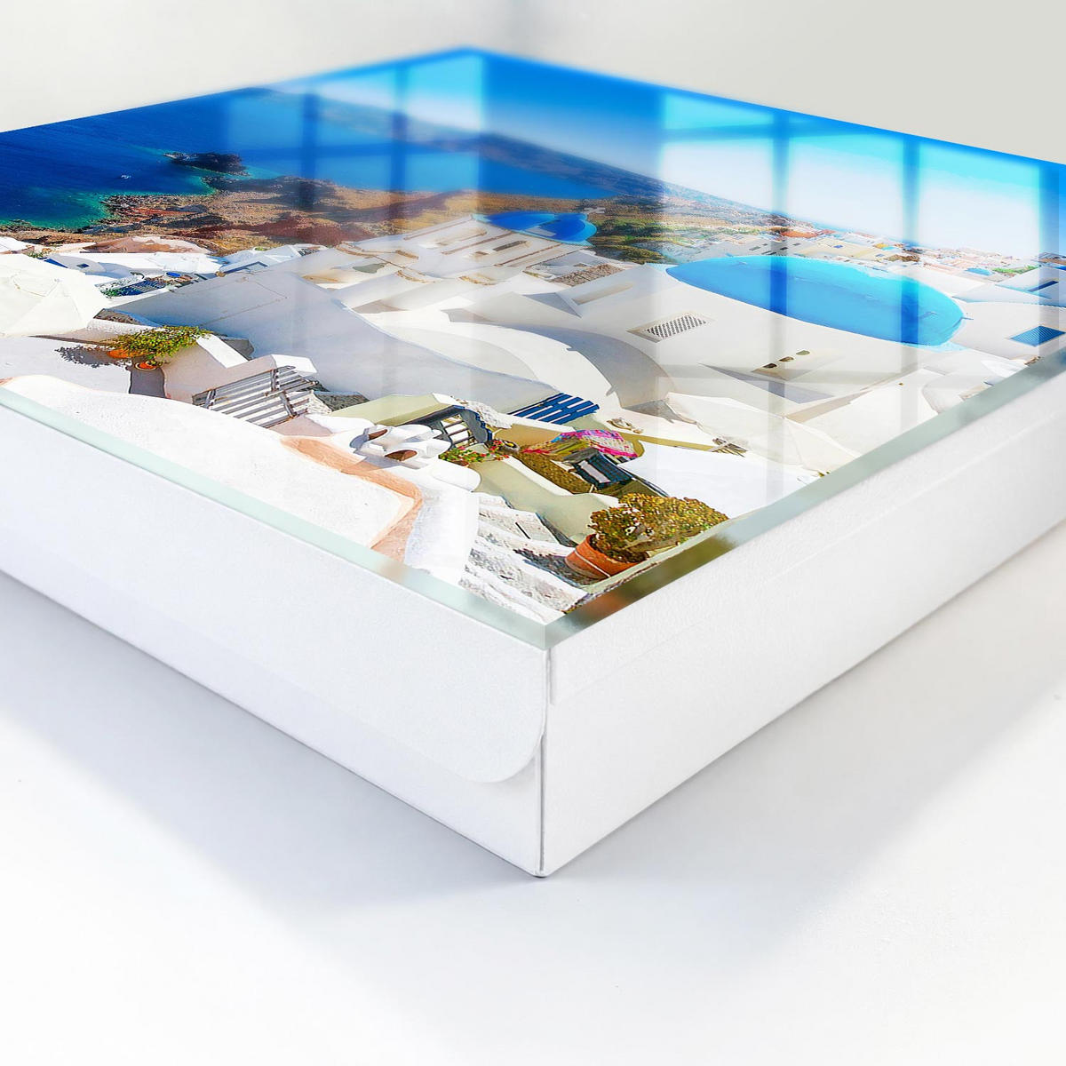 SCHLÜSSELBOX Weiß 30x30 cm – Türöffnung nach rechts - Griechische Insel - Blau, Metall (30/30/5cm) - TULUP