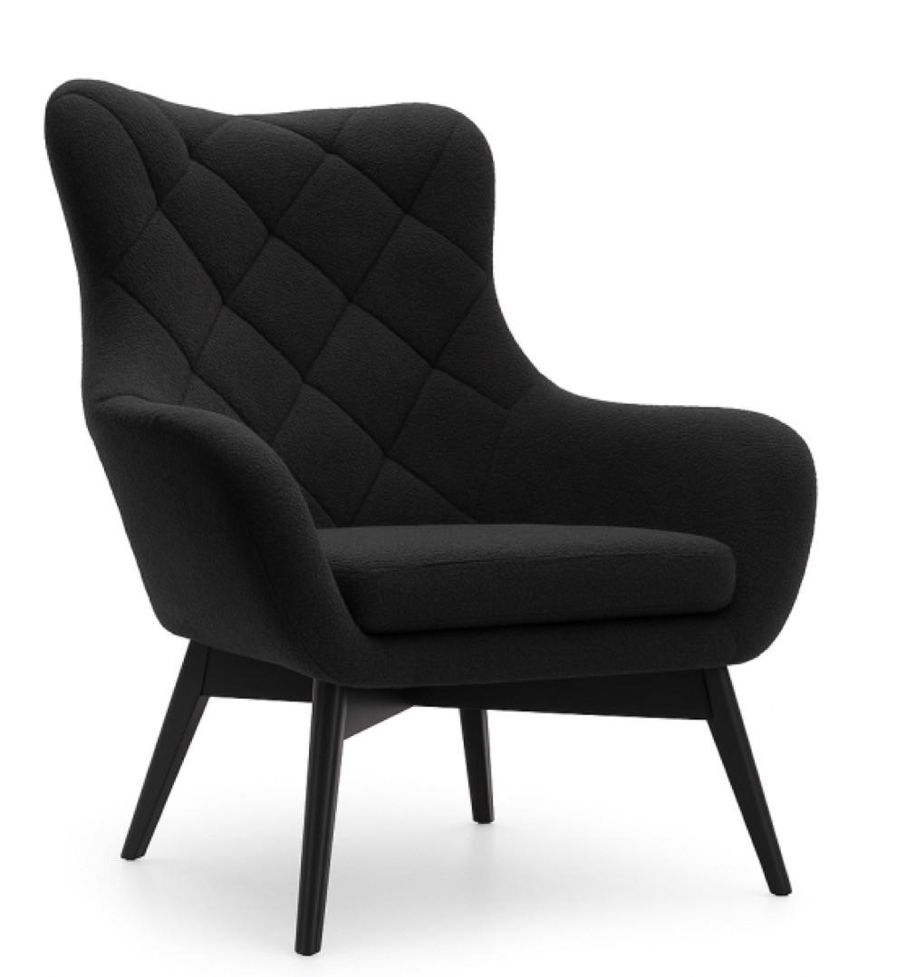 SESSEL Schwarz LISA CARO Auf Holzbeinen - Schwarz, Textil (88/108/88cm) - Sepro Meble