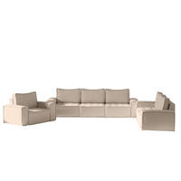SOFASET Sande 3-2-1 Stoff Alpine - Hellbraun, Holzwerkstoff/Textil (292/85/90cm) - Fun Möbel