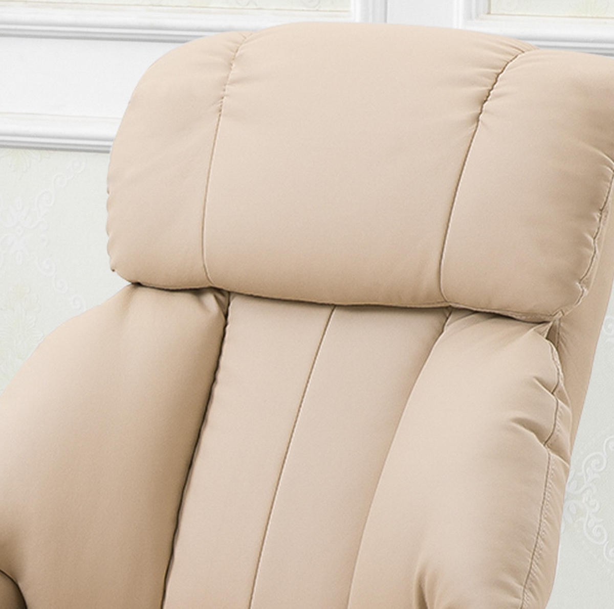 MASSAGESESSEL in Cremeweiß 80x76x102 cm mit Hocker und verstellbarer Rückenlehne - Creme, Kunststoff (76/102/80cm) - IVMEU