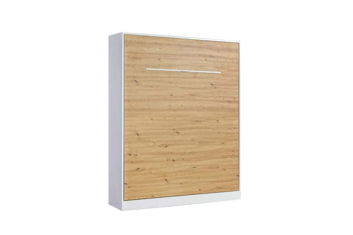 SCHRANKBETT Perfekt 160x200 Ein Vertikales Vereint Eiche + Weiß - Mooreichefarben/Eichefarben, Holz/Metall (160/200cm) - Kaiser Möbel