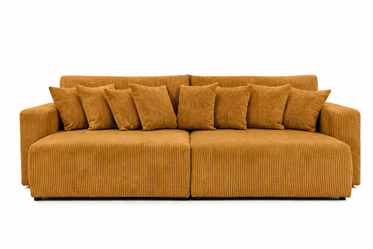 SCHLAFSOFA, Cordstoff Poso, Senffarbe, PIANO DOUBLE - Gelb, Holz (246/83/145cm) - Kaiser Möbel