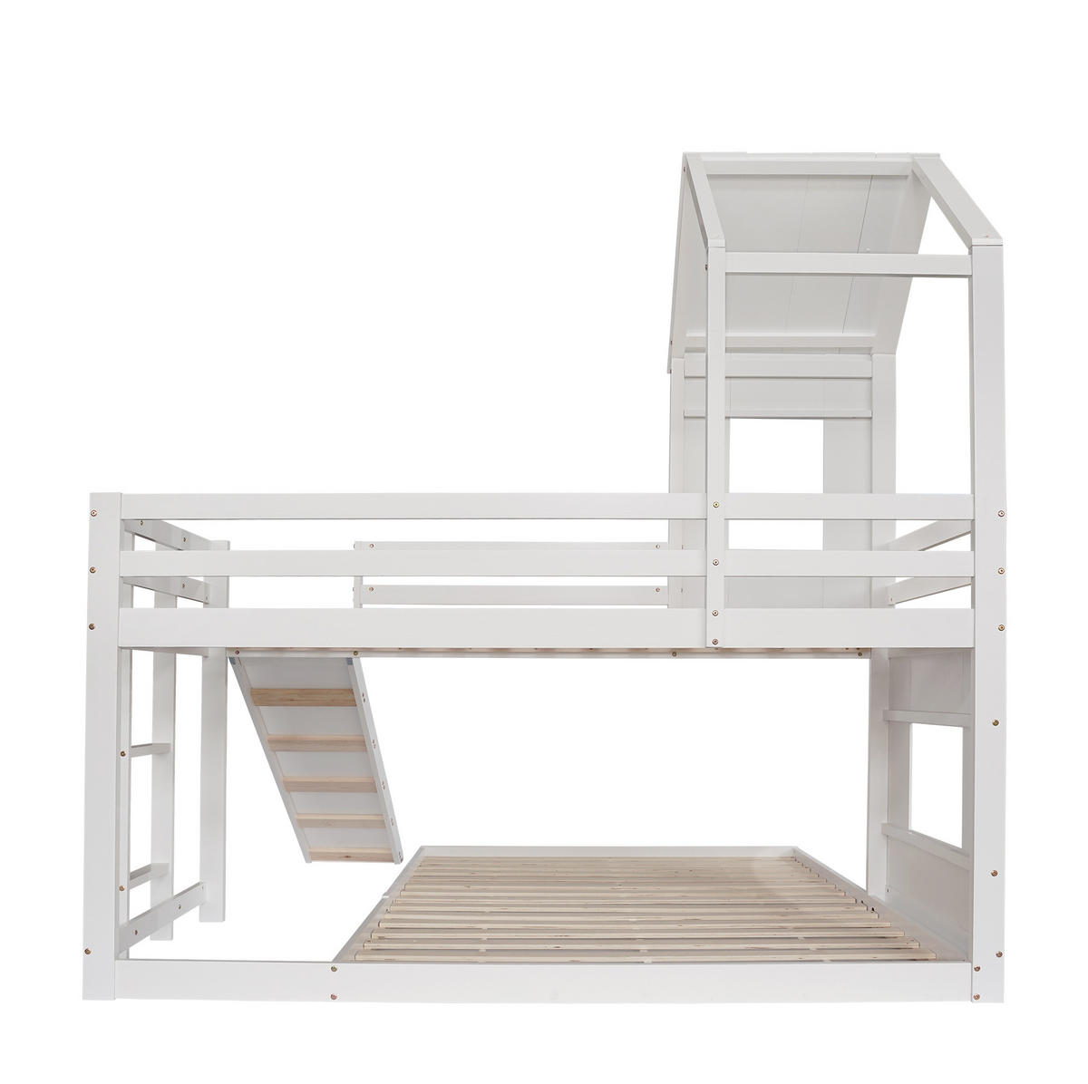 ETAGENBETT mit Rutsche und Leiter 90x200/140x200 cm Kiefer/MDF Weiß - Weiß, Holzwerkstoff (90/200cm) - Beauniv