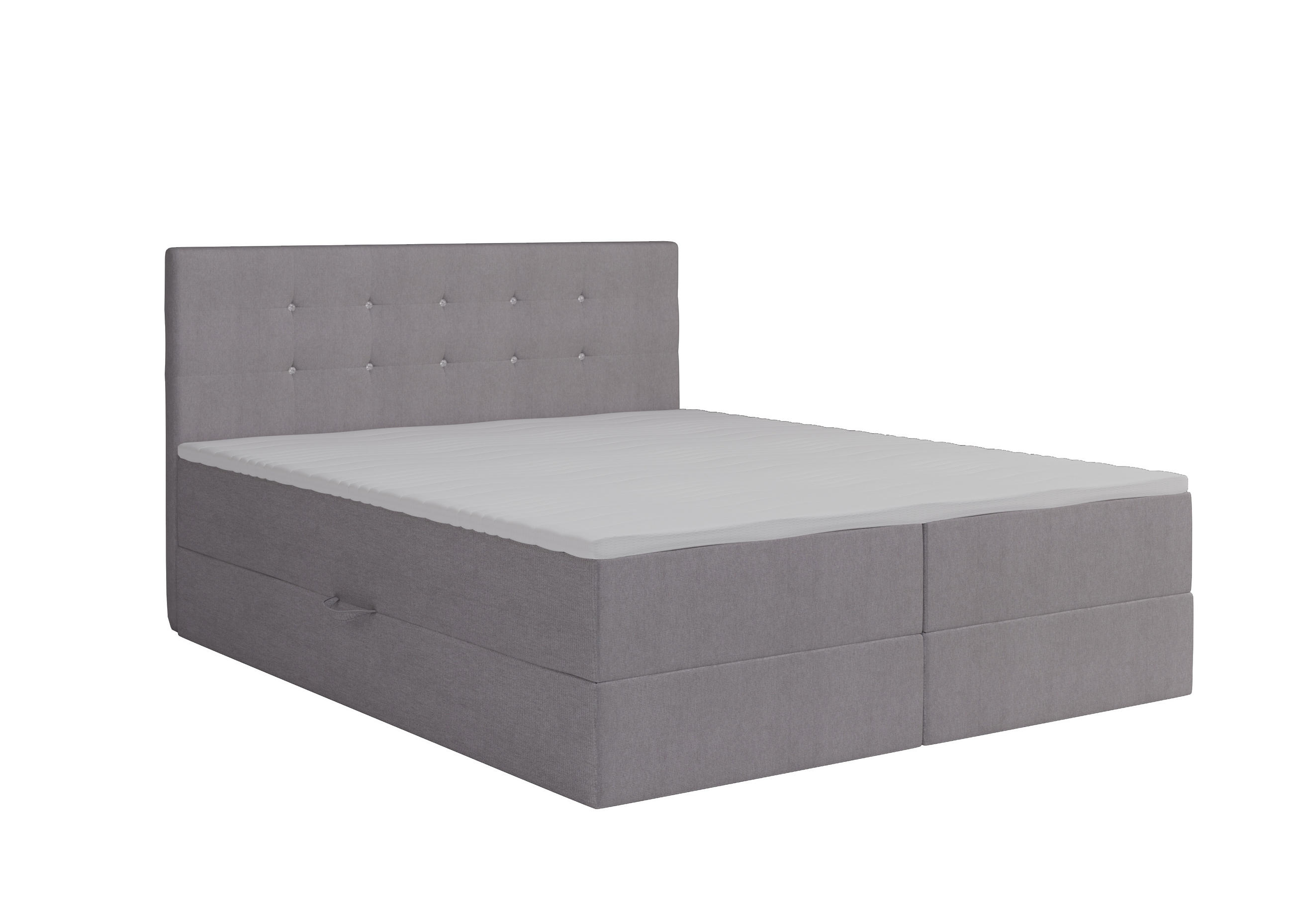 BOXBETT Malaga Grau 160x200 cm Bettkasten + Topper - Grau, Holz/Textil (160/200cm) - Comfortic