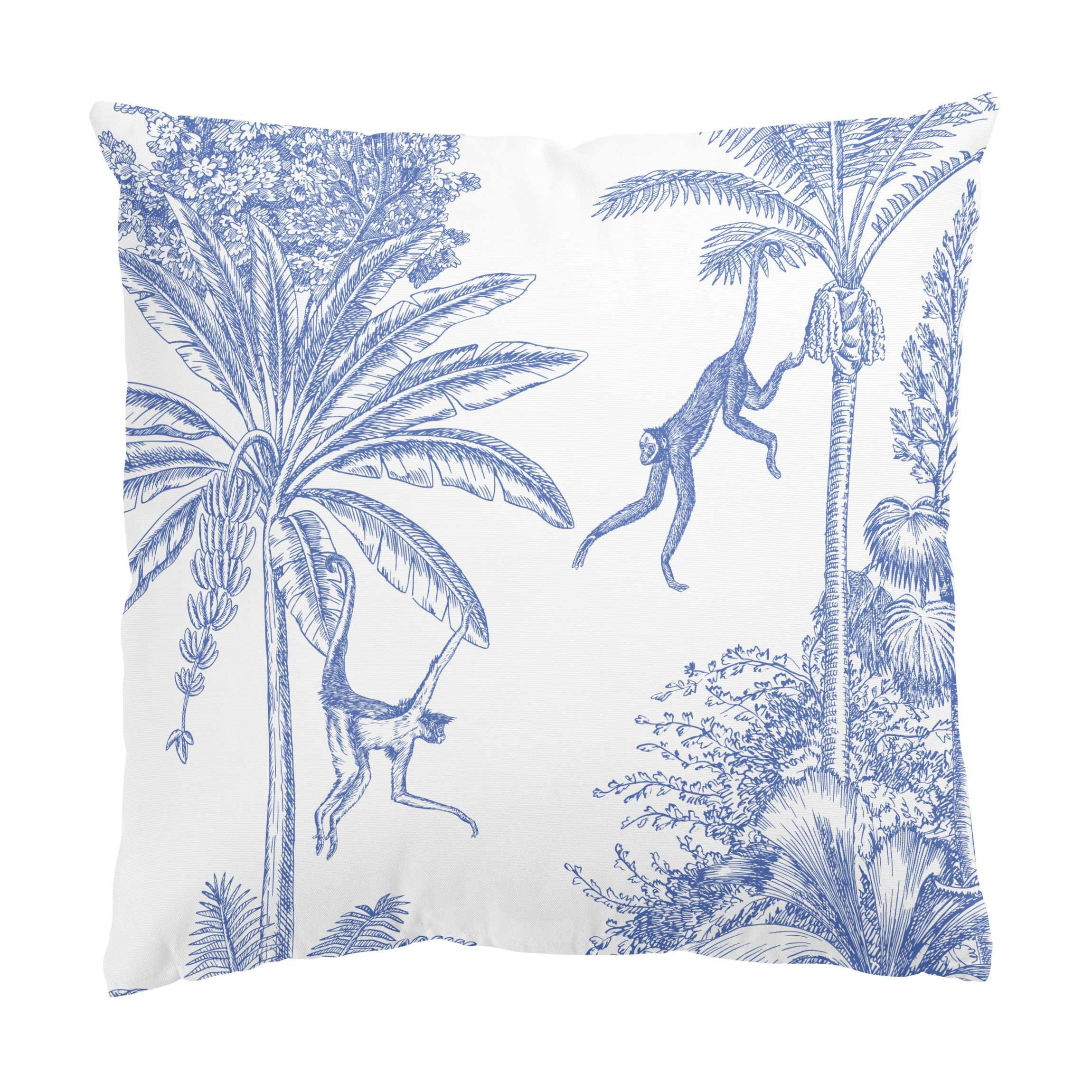 KISSENBEZUG Kupferstichanmutung - Affen in Blau 40/40 cm - Blau, Textil (40/40cm) - Bilderwelten