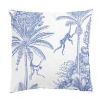 KISSENBEZUG Kupferstichanmutung - Affen in Blau 40/40 cm - Blau, Textil (40/40cm) - Bilderwelten