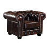CHESTERFIELD Ledersessel - Büffelleder - Braun - BRENTON - Dunkelbraun, Leder (96/73/105cm) - Vente-Unique