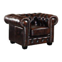 CHESTERFIELD Ledersessel - Büffelleder - Braun - BRENTON - Dunkelbraun, Leder (96/73/105cm) - Vente-Unique