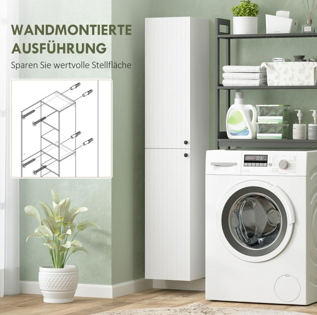 BADEZIMMERSCHRANK wandmontiert Weiß Holz - Weiß, Holzwerkstoff (30/161/30cm) - Beauniv