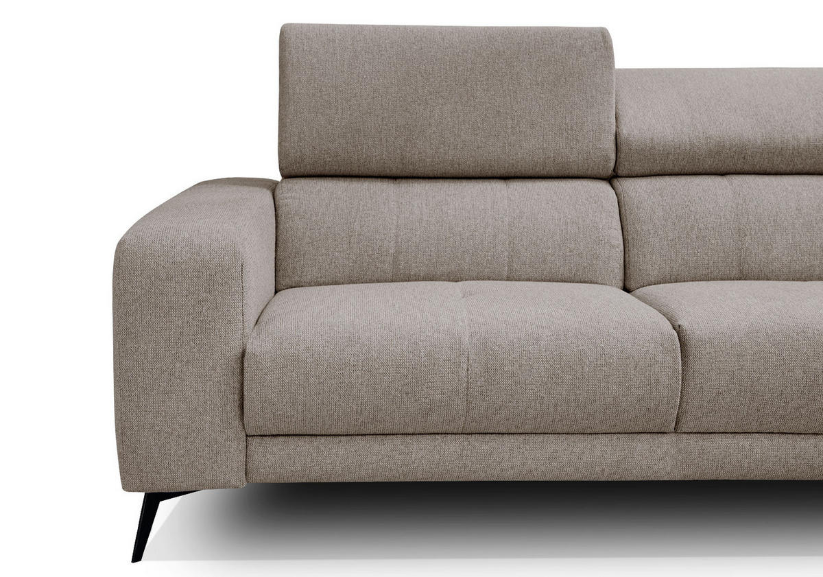 ECKSOFA MORELLO 5-Sitzer, taupe - Taupe/Schwarz, Holzwerkstoff/Textil (287/228cm) - Courtois Laville