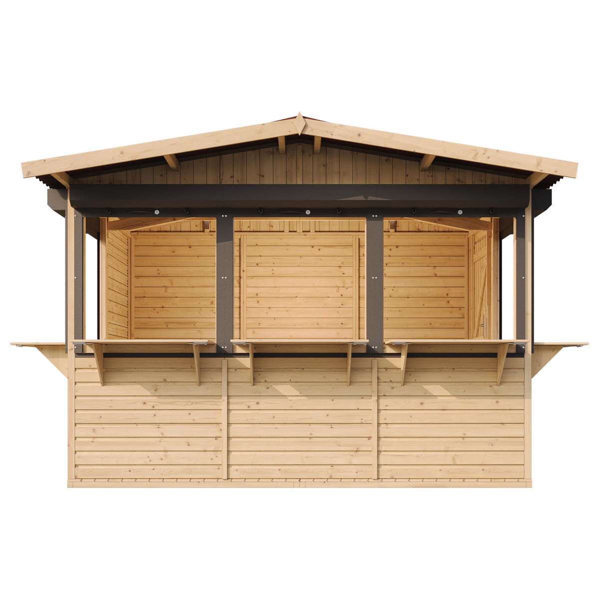 MARKTBUDE Holz M150BZ Gartenhaus - 263 x 336 cm / 6 m² - Beige, Holz (336/232/263cm) - Timbela