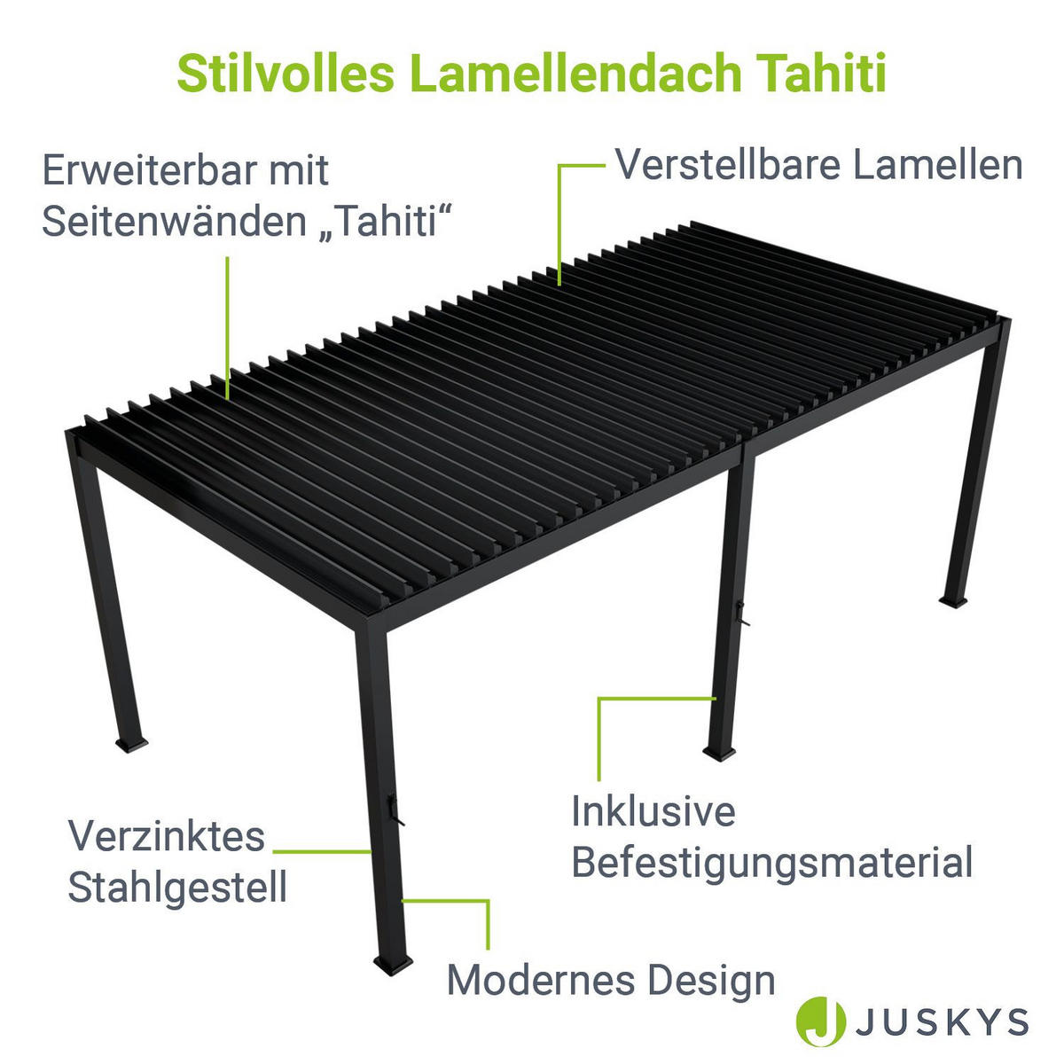 PERGOLA/ LAMELLENDACH Tahiti 3x5,9 m anthrazit - Anthrazit, Metall (590/240/300cm) - Juskys