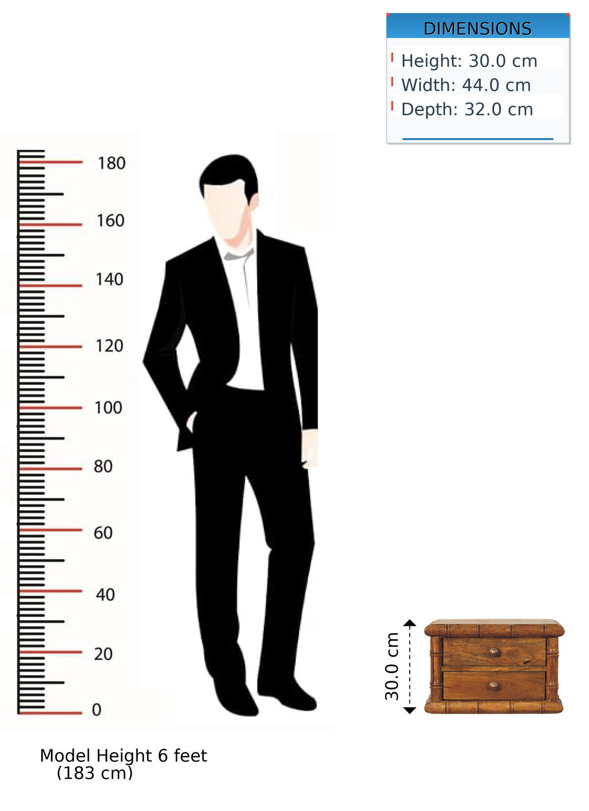 NACHTKASTEN mit Amber Oak Finish, 2 Schubladen - Beige, Holz (44/8.5/32cm) - Artisan Furniture