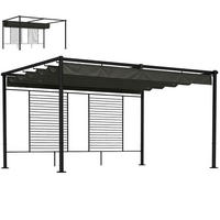 PERGOLA 3,87 x 2,97 m Terrassenüberdachung mit Schiebedach, 2 Sichtschutz, UV 50+ Dunkelgrau - Dunkelgrau, Metall (387/220/297cm)